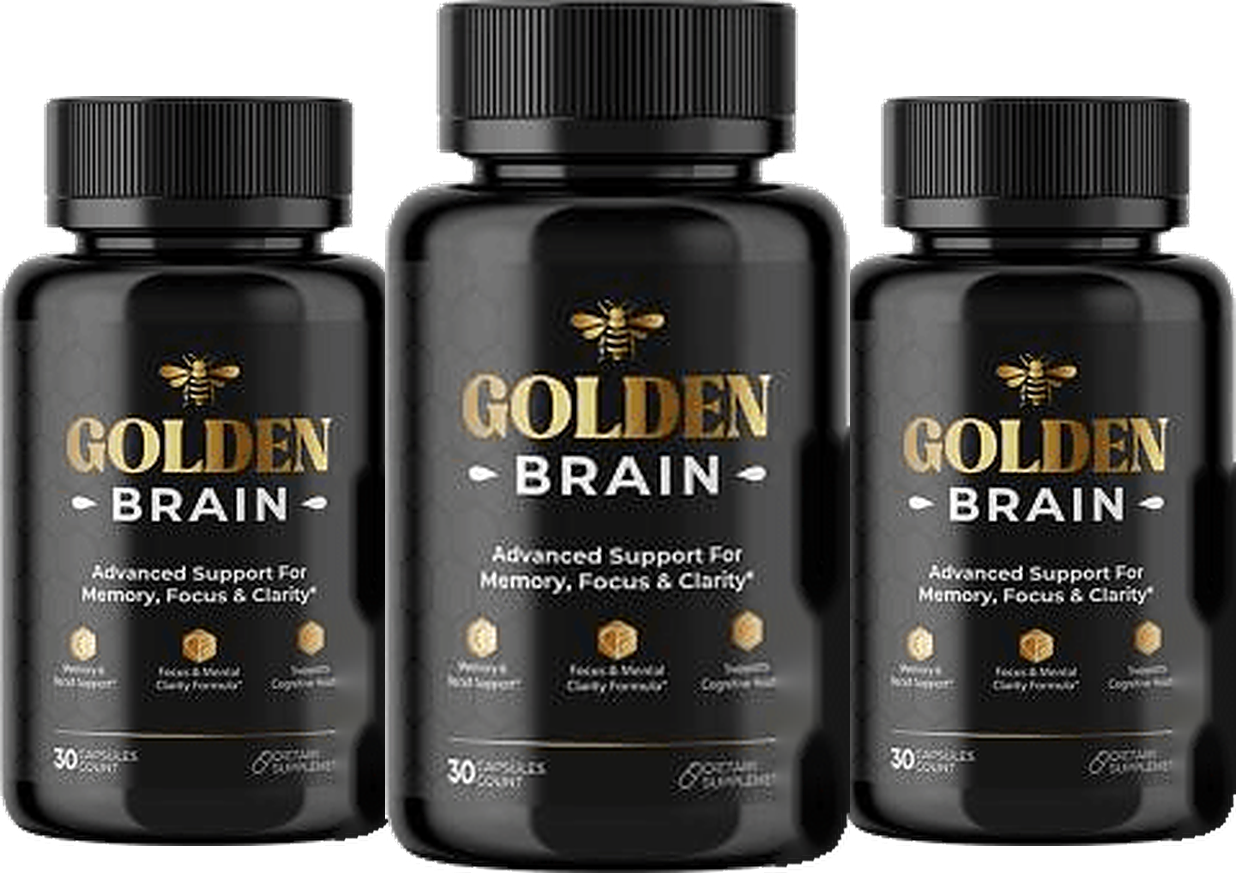 Three bottles of Golden Brain memory and focus capsules